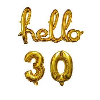 Rose Gold Hello 30 Baby Balloons Baby Shower 10/13/15/21/25th 30th Birthday Party Decor 21 30 numbers Balls Inflatable Air Globos