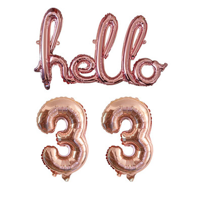 Rose Gold Hello 30 de baloane pentru copii Baby Shower 10/13/15/21/25 Decor pentru petrecerea a 30-a aniversare 21 30 de bile cu numere Globo gonflabile cu aer