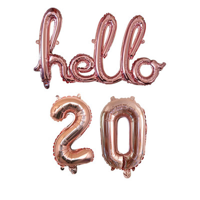 Rose Gold Hello 30 de baloane pentru copii Baby Shower 10/13/15/21/25 Decor pentru petrecerea a 30-a aniversare 21 30 de bile cu numere Globo gonflabile cu aer