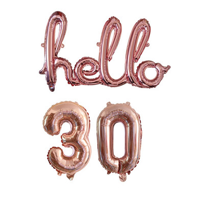 Rose Gold Hello 30 de baloane pentru copii Baby Shower 10/13/15/21/25 Decor pentru petrecerea a 30-a aniversare 21 30 de bile cu numere Globo gonflabile cu aer