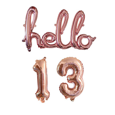 Rose Gold Hello 30 de baloane pentru copii Baby Shower 10/13/15/21/25 Decor pentru petrecerea a 30-a aniversare 21 30 de bile cu numere Globo gonflabile cu aer
