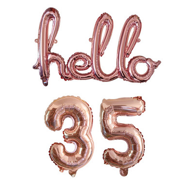 Rose Gold Hello 30 de baloane pentru copii Baby Shower 10/13/15/21/25 Decor pentru petrecerea a 30-a aniversare 21 30 de bile cu numere Globo gonflabile cu aer