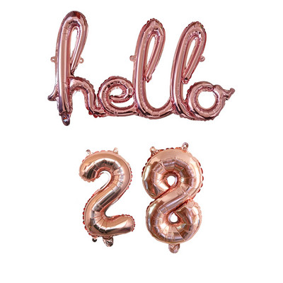 Rose Gold Hello 30 de baloane pentru copii Baby Shower 10/13/15/21/25 Decor pentru petrecerea a 30-a aniversare 21 30 de bile cu numere Globo gonflabile cu aer