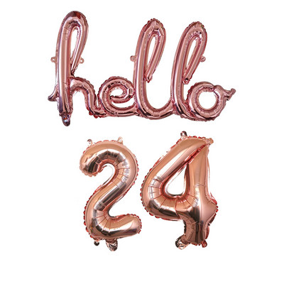 Rose Gold Hello 30 de baloane pentru copii Baby Shower 10/13/15/21/25 Decor pentru petrecerea a 30-a aniversare 21 30 de bile cu numere Globo gonflabile cu aer
