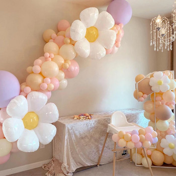 2/3/5 τεμ White Daisy Flower Foil Balloon Sunflower Helium Air Globos Baby Shower Kids Happy Birthday Party Διακοσμήσεις γάμου