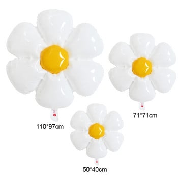 2/3/5 τεμ White Daisy Flower Foil Balloon Sunflower Helium Air Globos Baby Shower Kids Happy Birthday Party Διακοσμήσεις γάμου