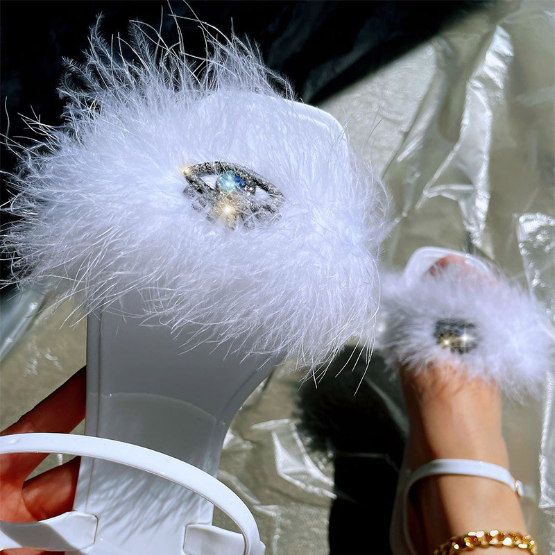 MCCKLE Sandale de damă cu vârf pătrat, cu blană, pantofi plate pentru femei, 2022, la modă de vară, cu cureaua, sandale pentru femei, sandale pentru femei