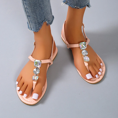 MCCKLE Női Szandál Rhiestone Clip-toe nyári női lapos zselés cipők kristálycsatos pánt női lábbeli női szandál új