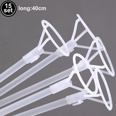 15 készlet 16" hosszú átlátszó léggömb tartó LED Bobo léggömb bothoz csészékkel Buborék ballonok rúdtartó léggömbtartozékok