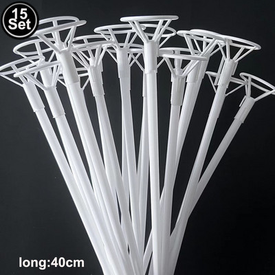 15 készlet 16" hosszú átlátszó léggömb tartó LED Bobo léggömb bothoz csészékkel Buborék ballonok rúdtartó léggömbtartozékok