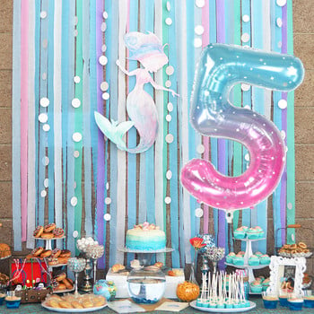 40 ιντσών Rainbow Starry Sky Number Foil Balloons Giant Gradient Digital Balloon Kids Mermaid Διακόσμηση πάρτι γενεθλίων Μπάλα ηλίου