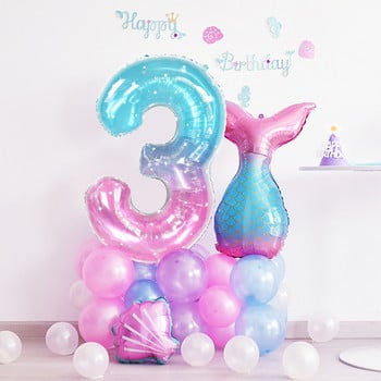 40 ιντσών Rainbow Starry Sky Number Foil Balloons Giant Gradient Digital Balloon Kids Mermaid Διακόσμηση πάρτι γενεθλίων Μπάλα ηλίου