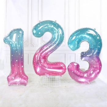 40 ιντσών Rainbow Starry Sky Number Foil Balloons Giant Gradient Digital Balloon Kids Mermaid Διακόσμηση πάρτι γενεθλίων Μπάλα ηλίου