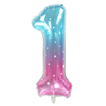 40 ιντσών Rainbow Starry Sky Number Foil Balloons Giant Gradient Digital Balloon Kids Mermaid Διακόσμηση πάρτι γενεθλίων Μπάλα ηλίου