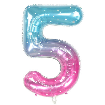Baloni od folije s brojevima od 40 inča u obliku duginog zvjezdanog neba, digitalni balon s ogromnim gradijentom, dječja sirena, ukras za rođendansku zabavu, kuglica s helijem