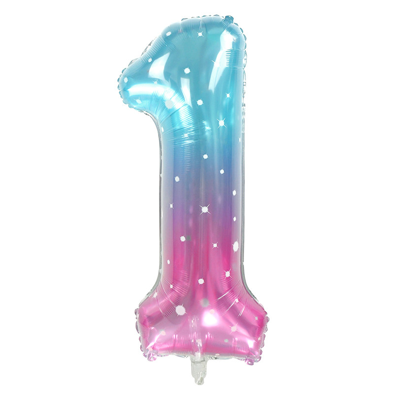 Baloni od folije s brojevima od 40 inča u obliku duginog zvjezdanog neba, digitalni balon s ogromnim gradijentom, dječja sirena, ukras za rođendansku zabavu, kuglica s helijem