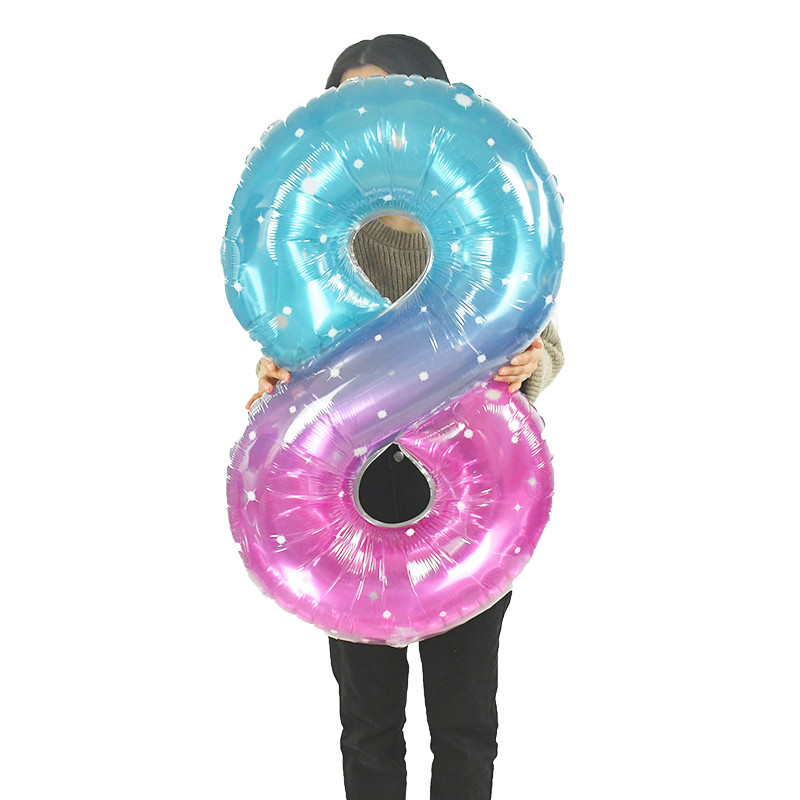Baloni od folije s brojevima od 40 inča u obliku duginog zvjezdanog neba, digitalni balon s ogromnim gradijentom, dječja sirena, ukras za rođendansku zabavu, kuglica s helijem