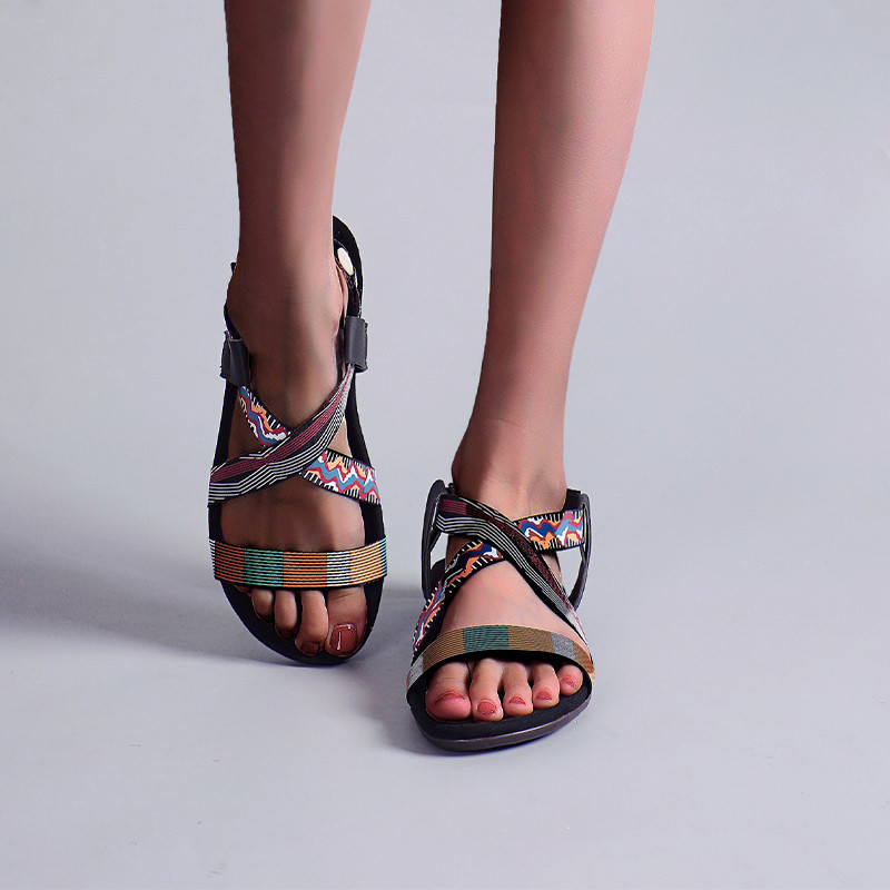 Sandale de damă 2022, de vară, de culori mixte, pantofi plati pentru damă, comozi, etnici, romi, retro, sandale pentru femei, sandale noi