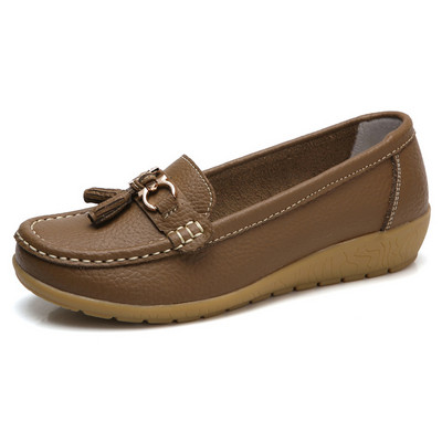 2021 m. Moteriški Batai Pavasaris Ruduo Karvė Oda Paplotis Moteriška Avalynė Slydimas Loafers Motina Mokasinai Batai Moteriški dideli 35–44 dydžiai