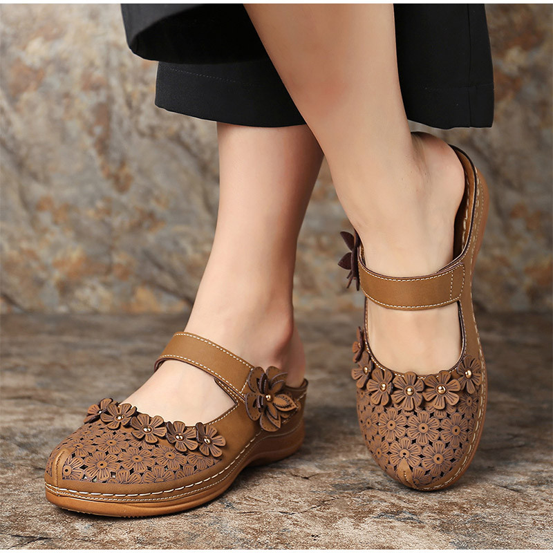 Γυναικεία σανδάλια πλατφόρμας MCCKLE Casual ρετρό Wedge καλοκαιρινά παπούτσια 2021 Γυναικεία κούφια αγκράφα γυναικείες παντόφλες μαλακές γυναίκες