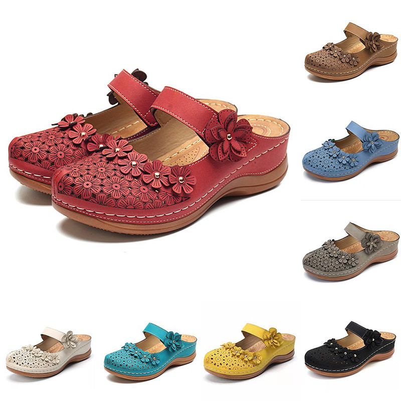 Γυναικεία σανδάλια πλατφόρμας MCCKLE Casual ρετρό Wedge καλοκαιρινά παπούτσια 2021 Γυναικεία κούφια αγκράφα γυναικείες παντόφλες μαλακές γυναίκες