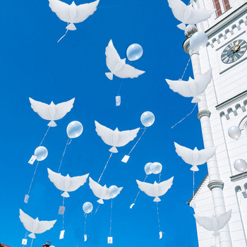 5 τεμ. Flying White Dove Foil Balloons Helium Peace Bird Pigeon Φουσκωτό μπαλόνι για διακόσμηση πάρτι γενεθλίων γάμου Photo Prop