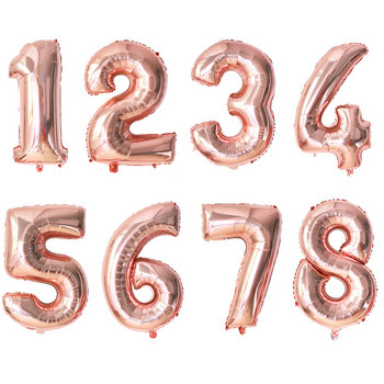 33 бр./компл. балони с номера на партито на русалката, розово злато, 0-9 номера, фолиен балон, детски декорации за рожден ден на тема Малка русалка