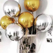 5τμχ/παρτίδα 10 18 22 ιντσών 4D στρογγυλά μπαλόνια με φύλλο αλουμινίου μεταλλικό μπαλόνι γάμου Χριστουγεννιάτικη διακόσμηση Πάρτι γενεθλίων Helium Globos