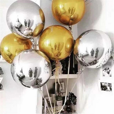 5 vnt. / siunta 10 18 22 colių 4D apvalūs aliuminio folijos balionai Metaliniai balionai Vestuvių Kalėdų dekoravimui Gimtadienio vakarėlis Helium Globos