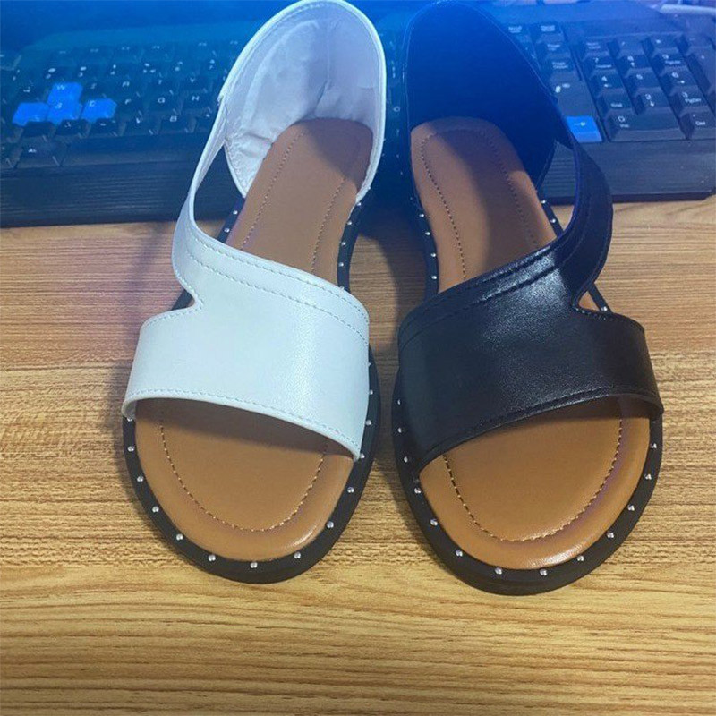 MCCKLE női szandálok, 2022. nyár, női lapos cipők Pu felbújós női szandál, kényelmes kauzális gladiátor női szandál plus 43