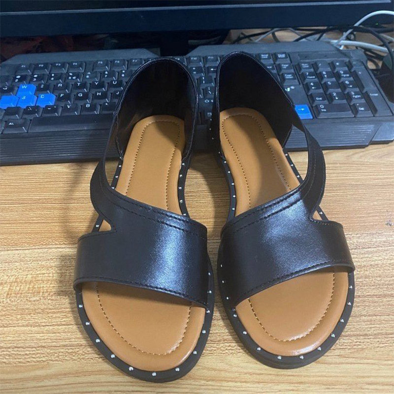 MCCKLE női szandálok, 2022. nyár, női lapos cipők Pu felbújós női szandál, kényelmes kauzális gladiátor női szandál plus 43