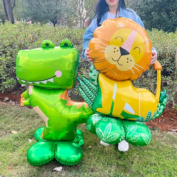 4D Standing Lion Dinosaur Animal Foil Balloons Παιδική Ζούγκλα Σαφάρι Διακόσμηση πάρτι γενεθλίων Δώρο παιχνίδι Helium Air Globos