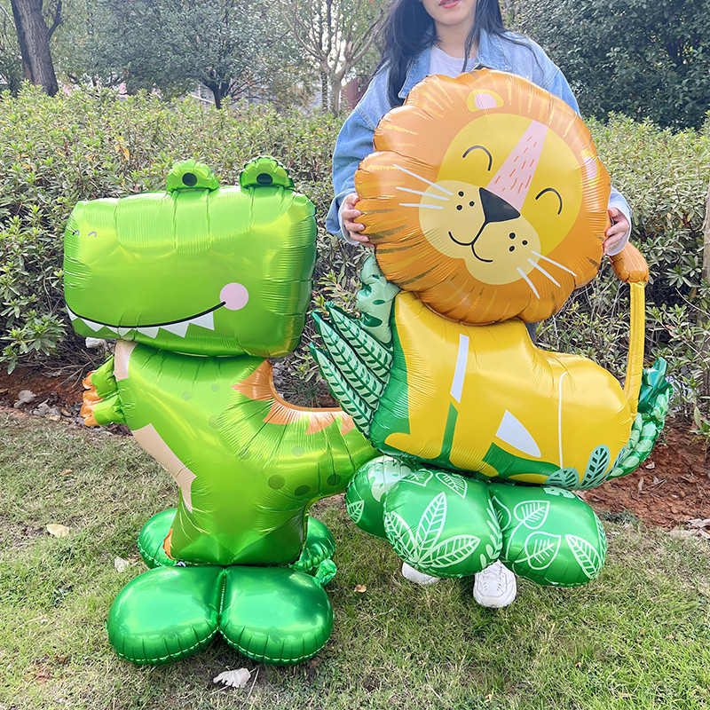4D Standing Lion Dinosaur Animal Foil Balloons Παιδική Ζούγκλα Σαφάρι Διακόσμηση πάρτι γενεθλίων Δώρο παιχνίδι Helium Air Globos