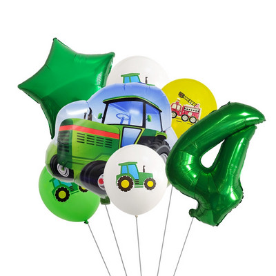 7 τμχ/σετ Εκσκαφέας Τρακτέρ Αριθμός Μπαλόνια Κατασκευή Οχήματος Φίλ Μπαλόνι Παιδικό πάρτι γενεθλίων DIY Διακόσμηση Λατέξ Μπάλες Παιχνίδι