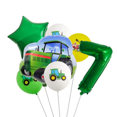 7 τμχ/σετ Εκσκαφέας Τρακτέρ Αριθμός Μπαλόνια Κατασκευή Οχήματος Φίλ Μπαλόνι Παιδικό πάρτι γενεθλίων DIY Διακόσμηση Λατέξ Μπάλες Παιχνίδι