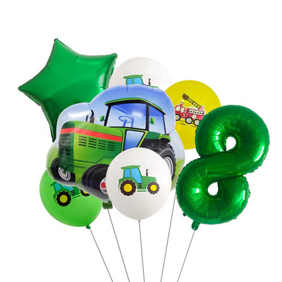7 τμχ/σετ Εκσκαφέας Τρακτέρ Αριθμός Μπαλόνια Κατασκευή Οχήματος Φίλ Μπαλόνι Παιδικό πάρτι γενεθλίων DIY Διακόσμηση Λατέξ Μπάλες Παιχνίδι