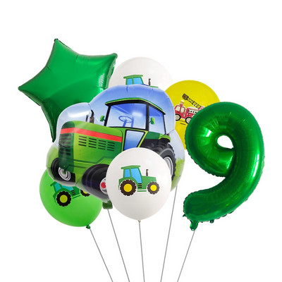 7 τμχ/σετ Εκσκαφέας Τρακτέρ Αριθμός Μπαλόνια Κατασκευή Οχήματος Φίλ Μπαλόνι Παιδικό πάρτι γενεθλίων DIY Διακόσμηση Λατέξ Μπάλες Παιχνίδι