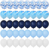 40 db-os kék achát márvány lufi szett fémes konfetti léggömbbel esküvői babazuhany Ballagási születésnapi parti díszekkel