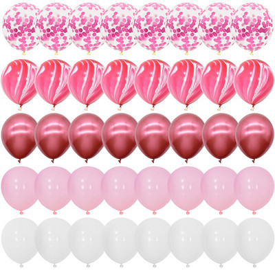 40 db-os kék achát márvány lufi szett fémes konfetti léggömbbel esküvői babazuhany Ballagási születésnapi parti díszekkel