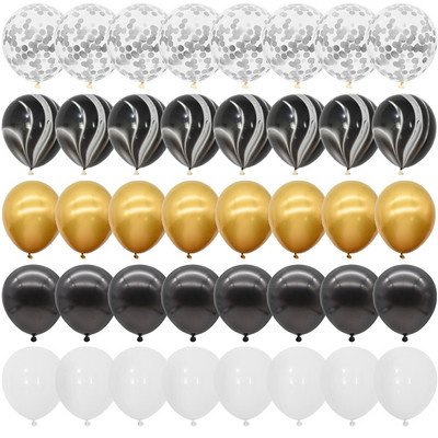 40 db-os kék achát márvány lufi szett fémes konfetti léggömbbel esküvői babazuhany Ballagási születésnapi parti díszekkel