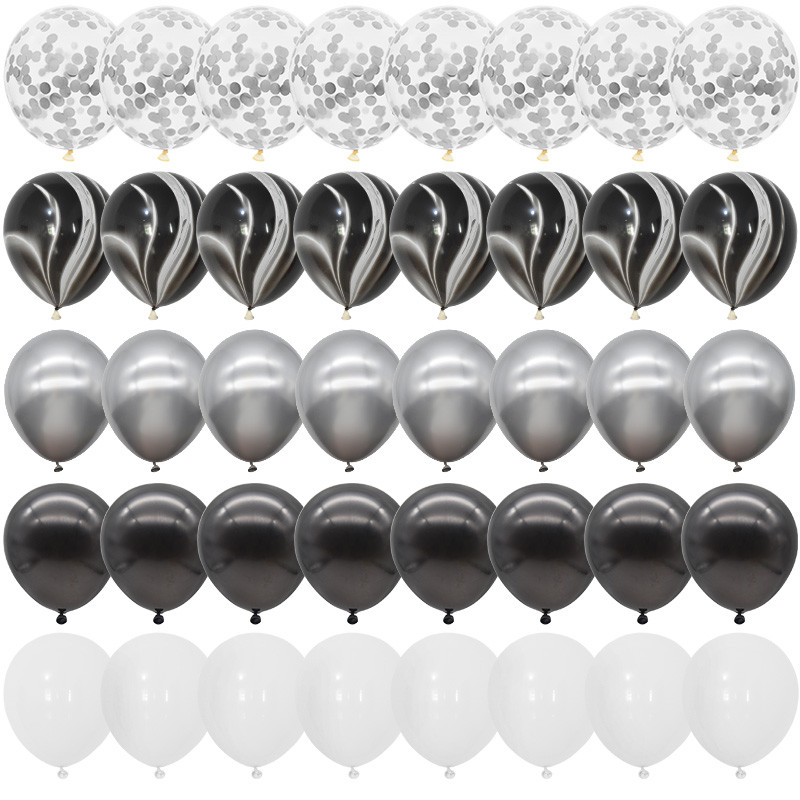 40 db-os kék achát márvány lufi szett fémes konfetti léggömbbel esküvői babazuhany Ballagási születésnapi parti díszekkel