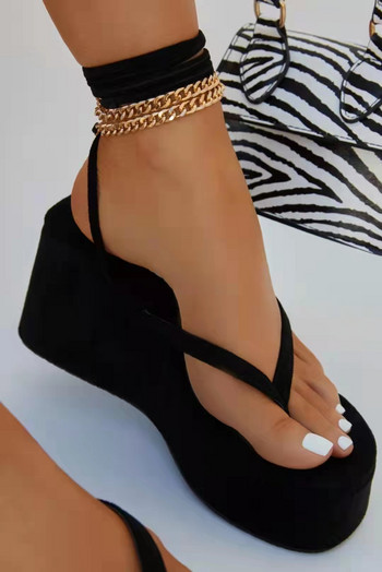 Летни сандали Дизайнерски дамски обувки Луксозни маркови гумени клинове на клинове 2022 г. Дамски сандали с връзки