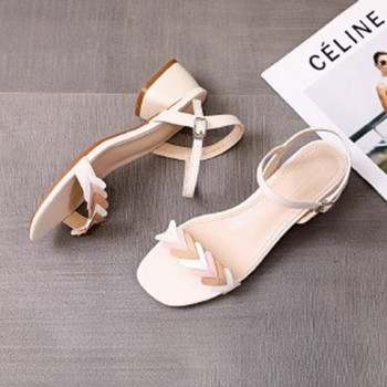 Нова лято 2022 г. Нова мода Елегантни дамски сандали на висок ток Френски романтичен стил Дамски обувки с отворени пръсти с квадратни пръсти Приказен стил