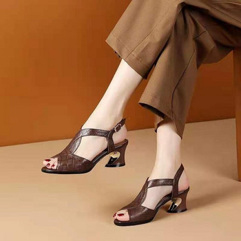 2022 Летни нови PU сандали с отворени пръсти на високи токчета Дамска рокля Парти с високи токчета Дамски чехли Дамски сандали Голям размер 35-41