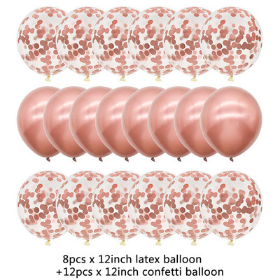 20 gab. Rozā zelta balonu komplekts Konfeti metāliski baloni Dzimšanas dienas ballītes kāzu rotājums Jubilejas Balons Baby Shower Balons