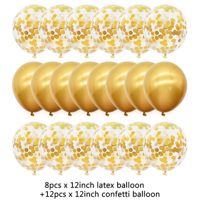 20 gab. Rozā zelta balonu komplekts Konfeti metāliski baloni Dzimšanas dienas ballītes kāzu rotājums Jubilejas Balons Baby Shower Balons