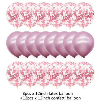 20 gab. Rozā zelta balonu komplekts Konfeti metāliski baloni Dzimšanas dienas ballītes kāzu rotājums Jubilejas Balons Baby Shower Balons
