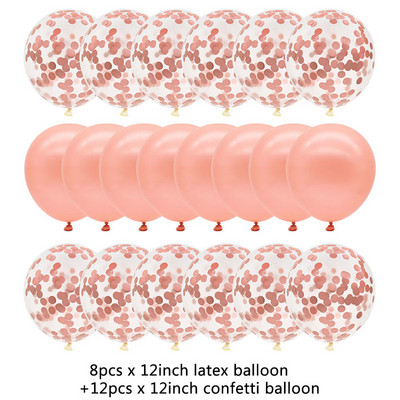 20 gab. Rozā zelta balonu komplekts Konfeti metāliski baloni Dzimšanas dienas ballītes kāzu rotājums Jubilejas Balons Baby Shower Balons