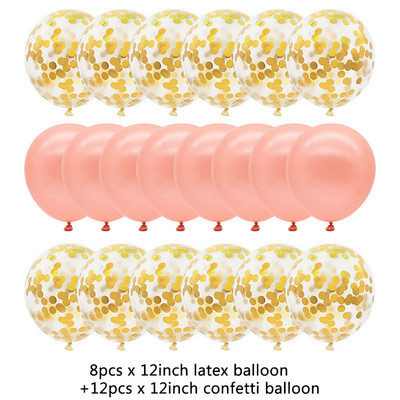 20 gab. Rozā zelta balonu komplekts Konfeti metāliski baloni Dzimšanas dienas ballītes kāzu rotājums Jubilejas Balons Baby Shower Balons
