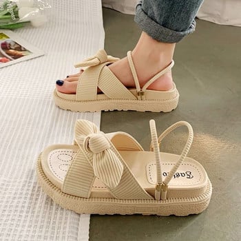 2023 Интернет горещи дамски обувки Summer Fairy Style New Improve Fashion Student Platform Roman Lady Sands Flat Shoe